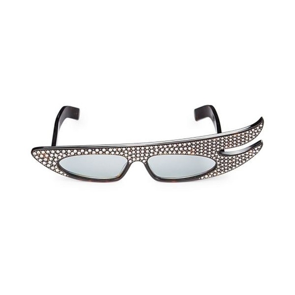 GUCCI 56MM Crystal Embellished Asymmetrical Cat Eye Havana Sunglasses - Picture 4 of 16